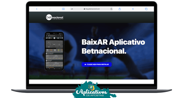 Mockup de um computador mostrando como baixar o app Betnacional