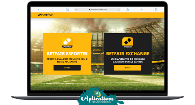 Mockup de um computador mostrando o como baixar Betfair app