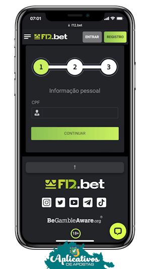 Mockup mostrando a pagina de criar conta da F12 bet