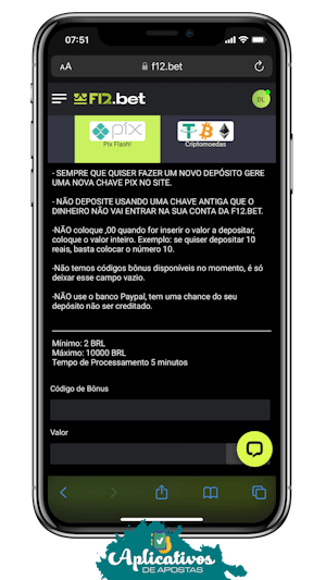 Mockup mostrando as opcoes de saque no site de apostas F12 bet