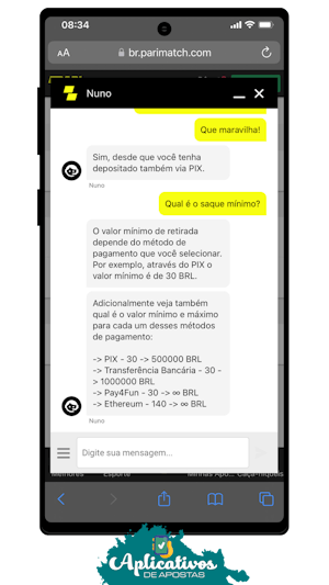 Supote ao usuario da Parimatch e nota 10